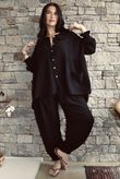 Annie Cushion Cotton Cuff Barrel Pant Black